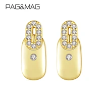 pagmag 100 925 sterling silver with zircon vintage stud earrings for women 14k gold plating geometry jewelry gift se557