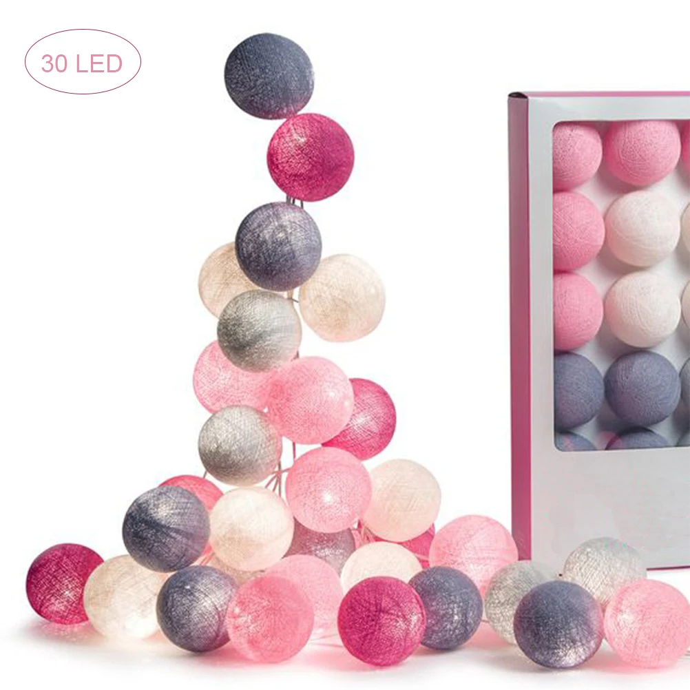 4.5M 30balls 10/20 Вт, 30 Вт, 40 светодиодный s Чистый хлопок; связка шаров огней светодиодный гирлянда гирлянды открытый сад Свадебный праздник света - Испускаемый цвет: 4.5M 30balls
