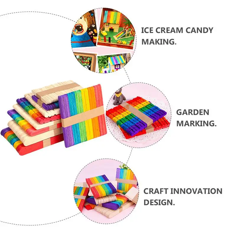 

400 Pcs 1 Set Wooden Crafts Interesting Toy Sticks Educational Toys (Colorful)