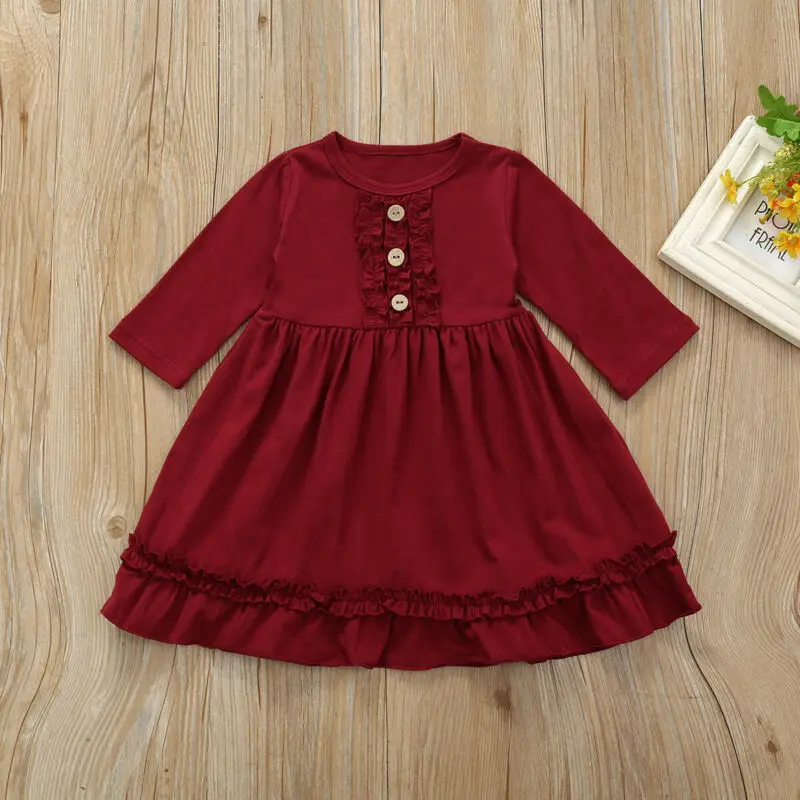 Детское платье для новорожденных девочек детское с длинными рукавами и оборками