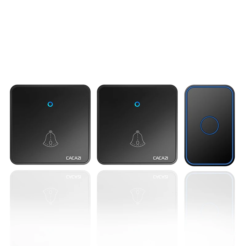 

CACAZI Wireless Doorbell 60 Chimes 0-110 dB 300M Range Waterproof Intelligent Home Cordless Flash Door Ring Bell US EU UK Plug