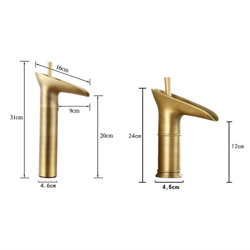 

LIUYUE Basin Faucets Black/Antique Brass Cup Type Waterfall Bathroom Washing-Basin Deck Mounted Cold Hot Water Mixer Sink Taps