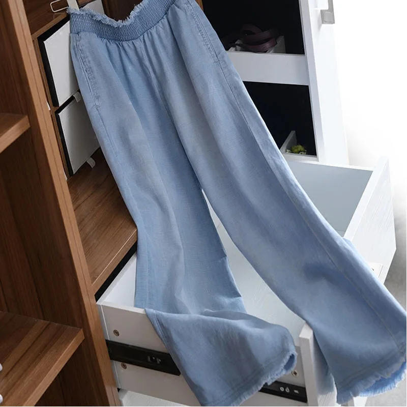 Широкие брюки женская одежда 2018 полиэстер хлопок лен сплошной цвет длина