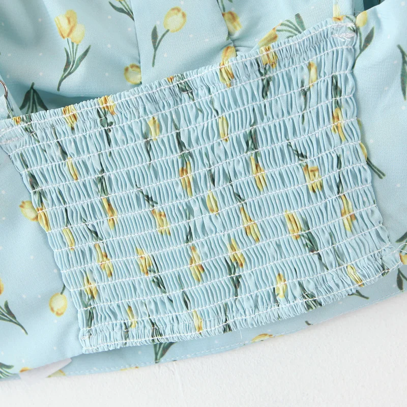 

Floral Print Camis Streetwear Top Women Summer Ruched Pleated Short Tank Tops 90s Cool Girls Sexy Slim Crop Top Tees