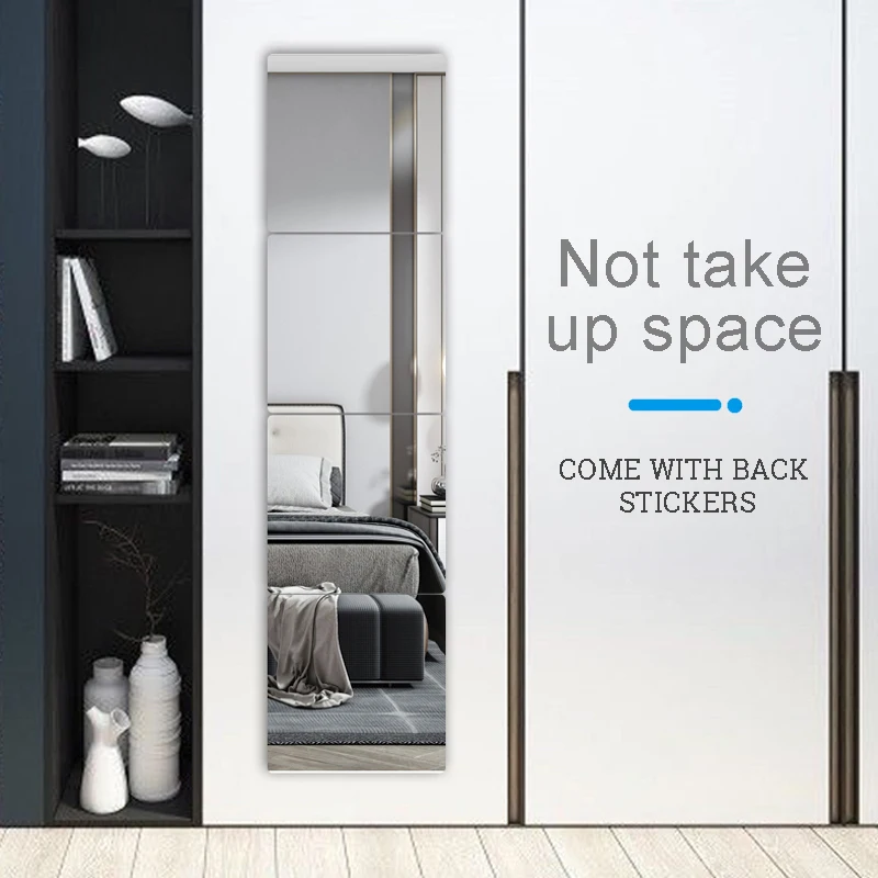 Зеркальные наклейки на стену самоклеящиеся с защитой от падения высокое