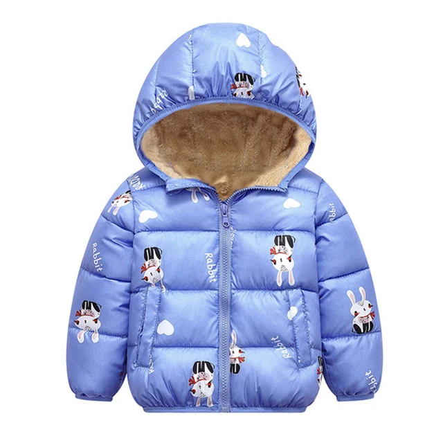 blue rabbit Зимняя верхняя одежда для детей пуховик для мальчиков и девочек новогодние костюмы для мальчиков, теплый жилет для малышей Детское пальто с меховым капюшоном, одежда - Цвет: blue rabbit