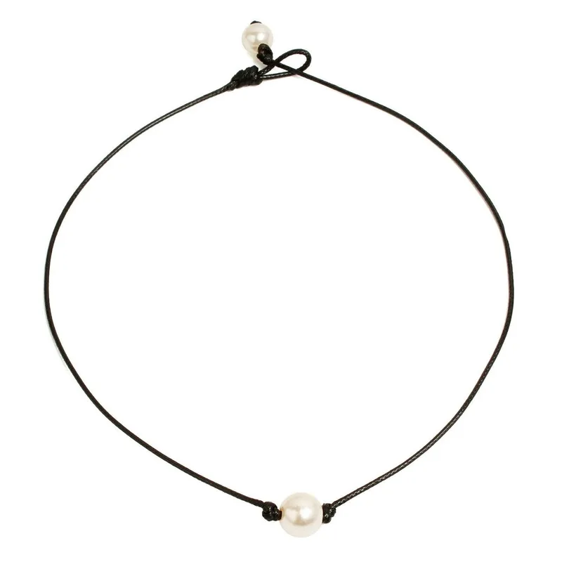 Женское жемчужное ожерелье из искусственной кожи кожаный чокер с цепочкой