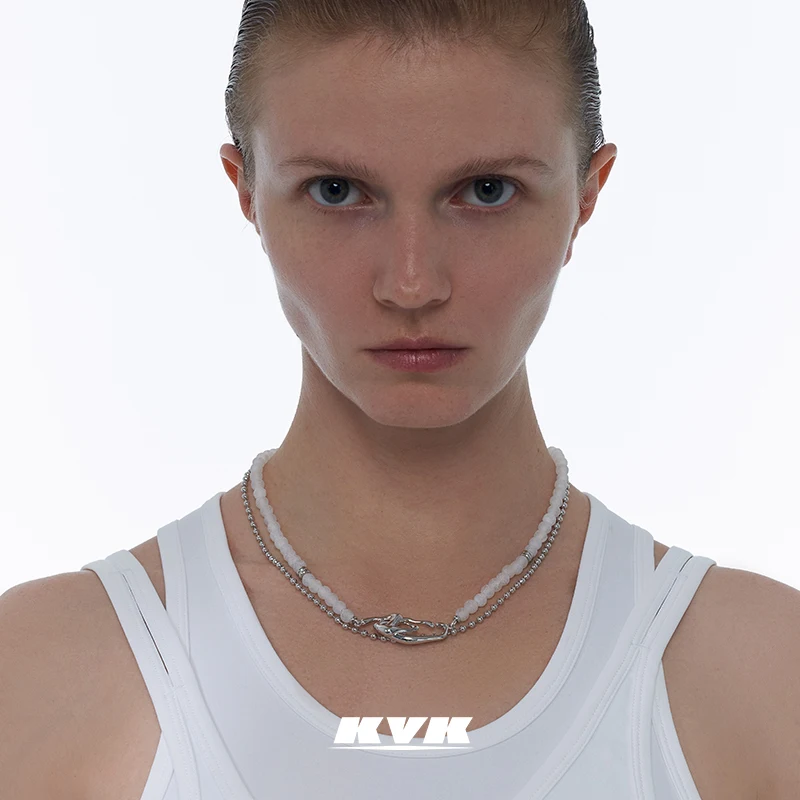 安い Kvk-女性用ミニニッチデザインのネックレス,ホワイトオージェムジュエリー,スプライス,新しいコレクション2021
