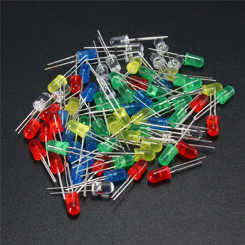 500Pcs/lot 5mm LED Diode Light Assorted Set Red Green Blue Yellow White Round Emitting Diodes DIY Kit | Лампы и освещение