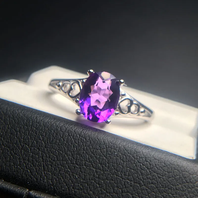 Женское кольцо с аметистом CSJ ювелирное изделие из серебра 925 пробы