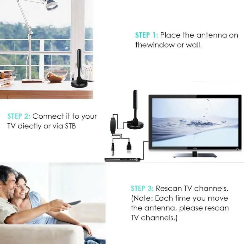 Best Portable TV Antenna Indoor Outdoor Digital HD CMMB Suction Cup HDTV 1080P | Электроника