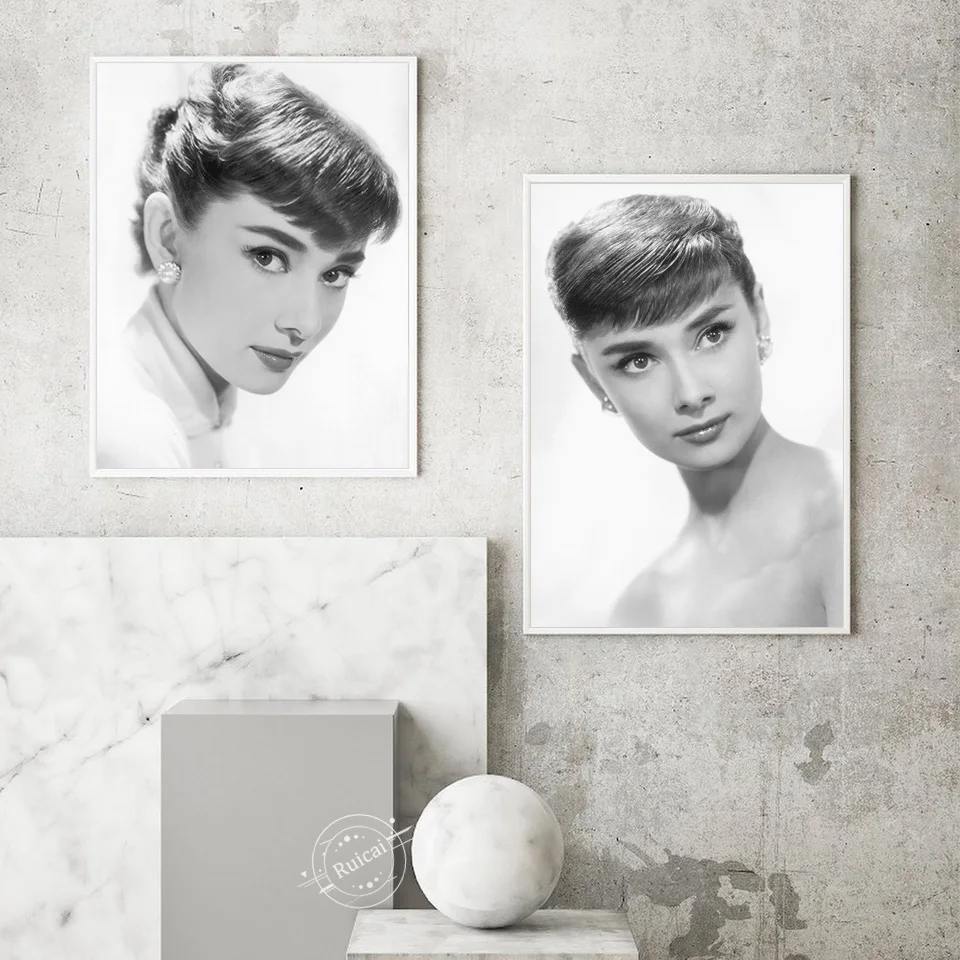 Постер Одри Хепберн принты со звездами скандинавские черные и белые настенные