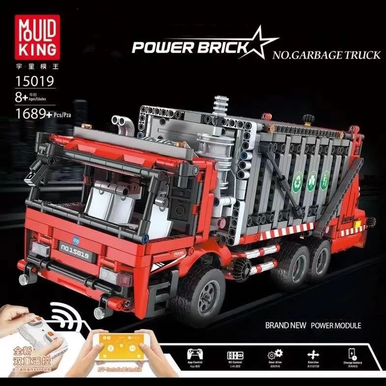 

Высокотехнологичная машина MOULD KING 15019, игрушки, APP, радиоуправляемая мусоровоз, набор строительных блоков MOC-38031 42098, кирпичи для детей, рождес...