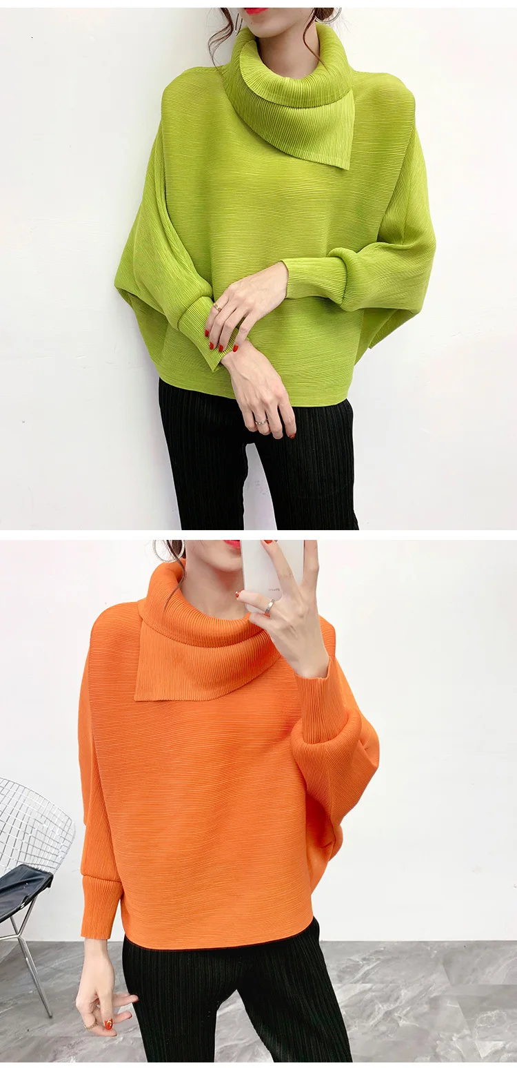 LANMREM New Scarf Collar Batwing Sleeves Pullover Twice Pleated Thickness Loose Autumn And Winter Sweatshirt WJ74304