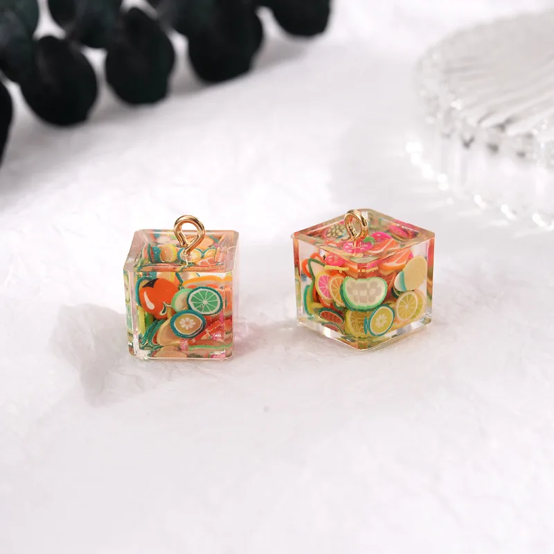 16 мм 6 шт./упак. квадратная фруктовая медведь звезда жемчужные шармы из полимера в