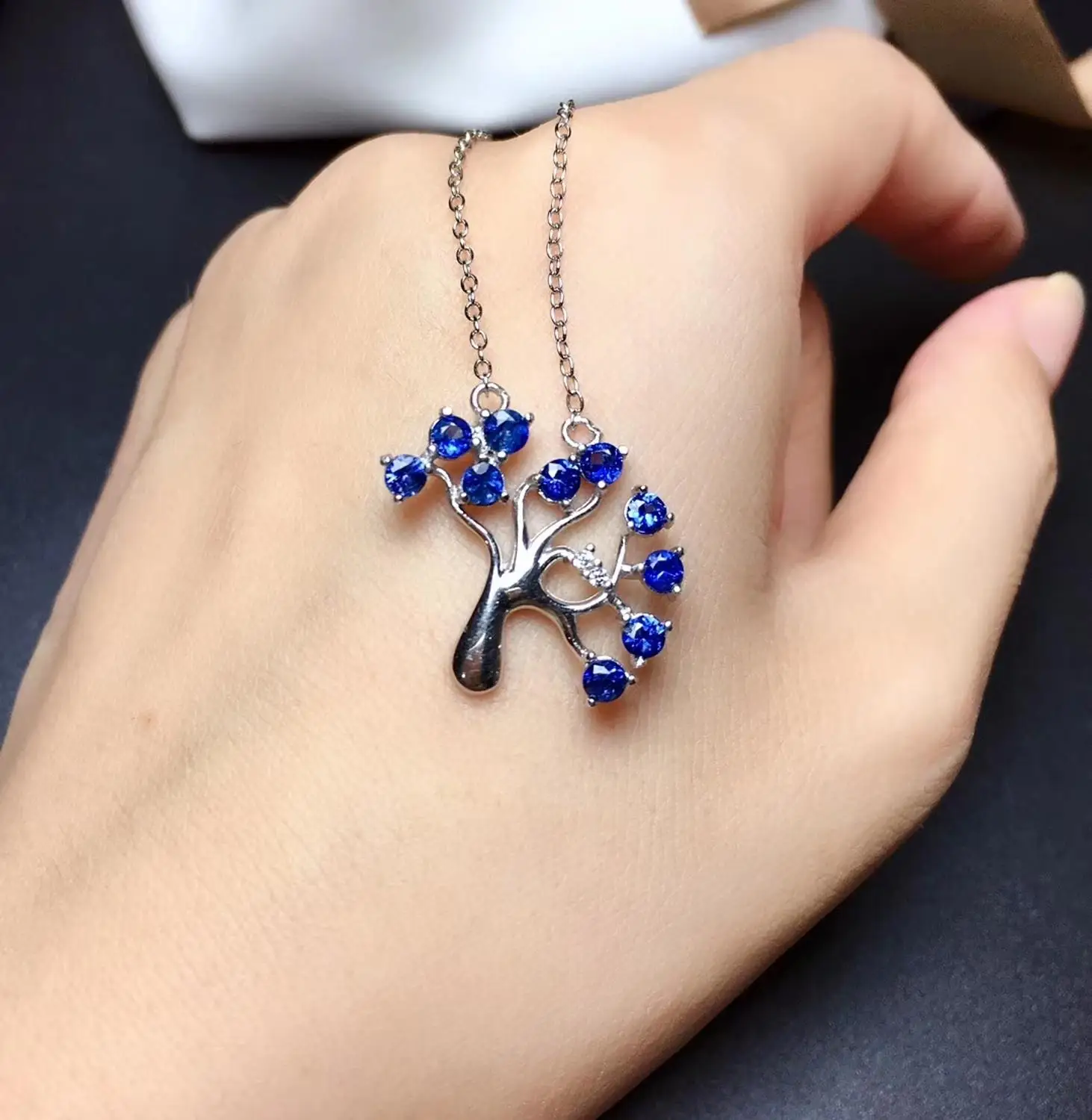 Ожерелье из серебра 925 пробы с натуральным голубым сапфиром Шри-Ланки | Украшения