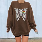 Женский свитшот с длинным рукавом, винтажный свитшот с принтом черепа и скелета, Осень-зима 2021