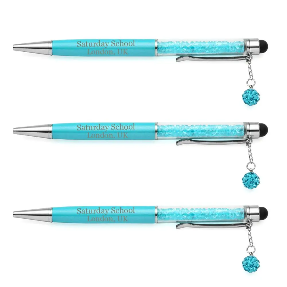 

100 Pack Personalized Wedding Gift For Guests Ballpoint Pen With Crystal Charm Custom Thank You Gift For Birthday Engrave Logo