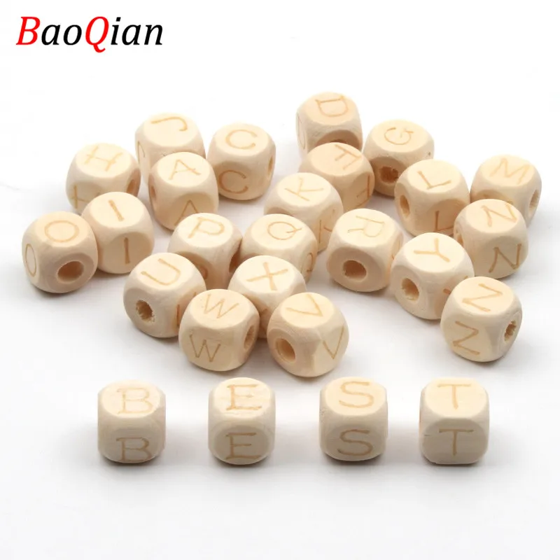 Бусины деревянные квадратные в форме букв алфавита 12 мм 20 шт.|Бусины| |