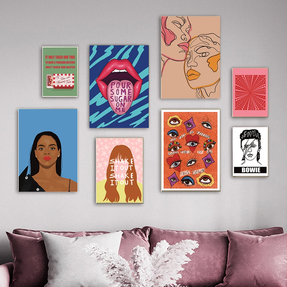 Современная королевская абстрактная картина губы глаза печать Цитата постер