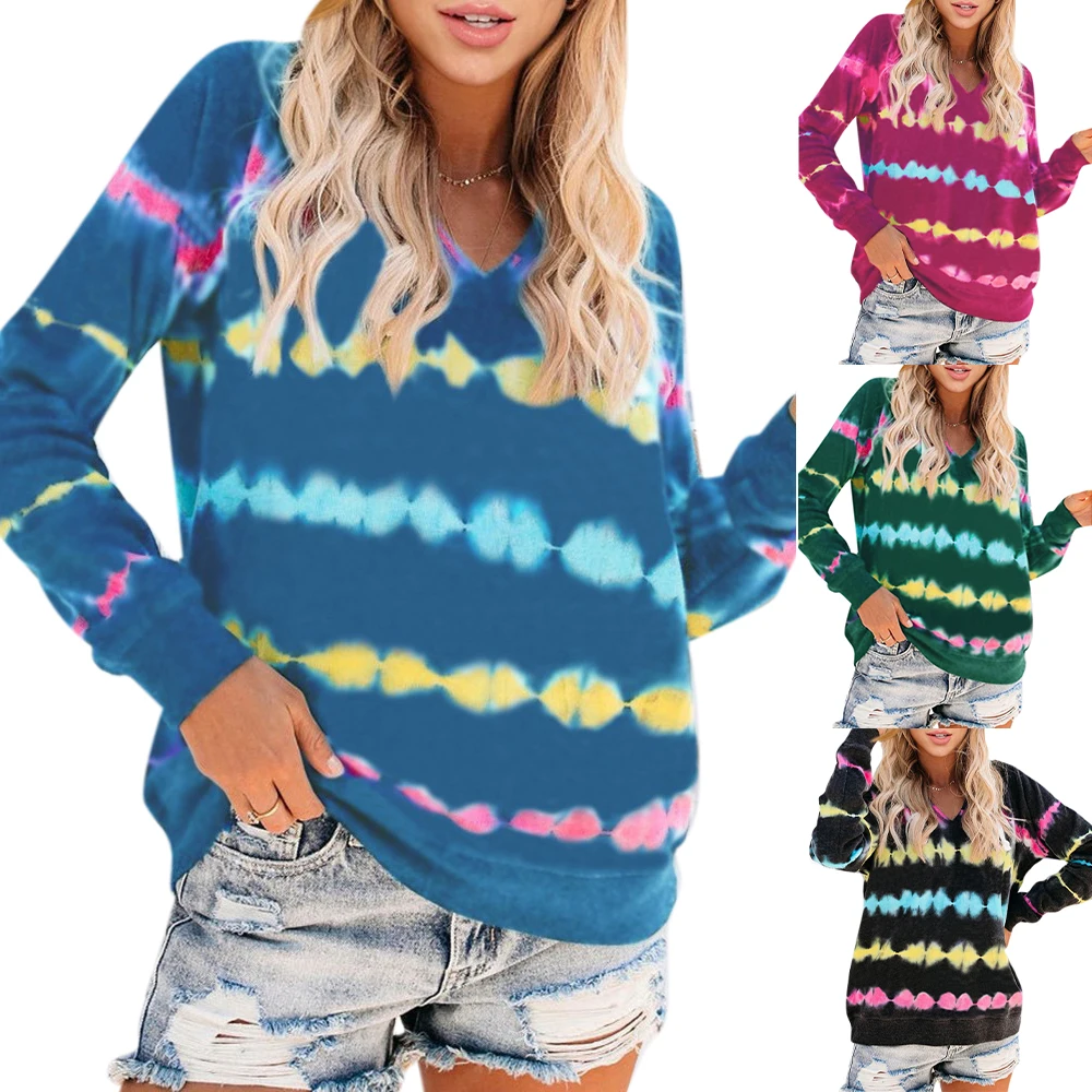 

Sweatshirt Printed V-Neck Autumn Winter Hoodies Women Pullovers Women Clothing Hoody Sweatshirt Women Hoodies Long Sleeve Top