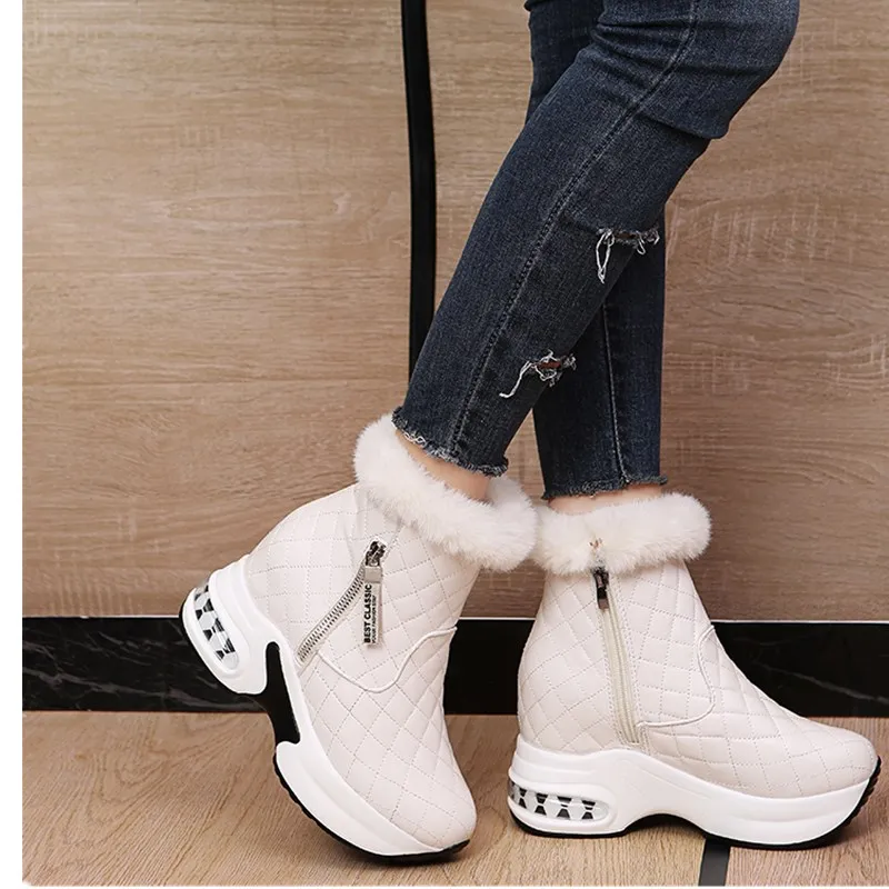 

Белые женские ботинки, зимние теплые качественные плюшевые ботинки для снега, новинка 2022, женские удобные водонепроницаемые ботинки, женск...