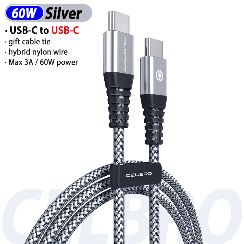 1.2M Silver PD Cable 60 Вт Быстрая зарядка QC 4,0 Usb PD кабель быстрое зарядное устройство Usb type C To type C кабель для samsung Galaxy Note 10 Plus Note10+ S10 QC4.0 - Тип штекера: 1.2M Silver PD Cable