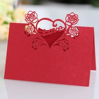 50 pcs wedding paper place cards table seat hollowed out number name love heart decoration solid birthday holder vintage party
