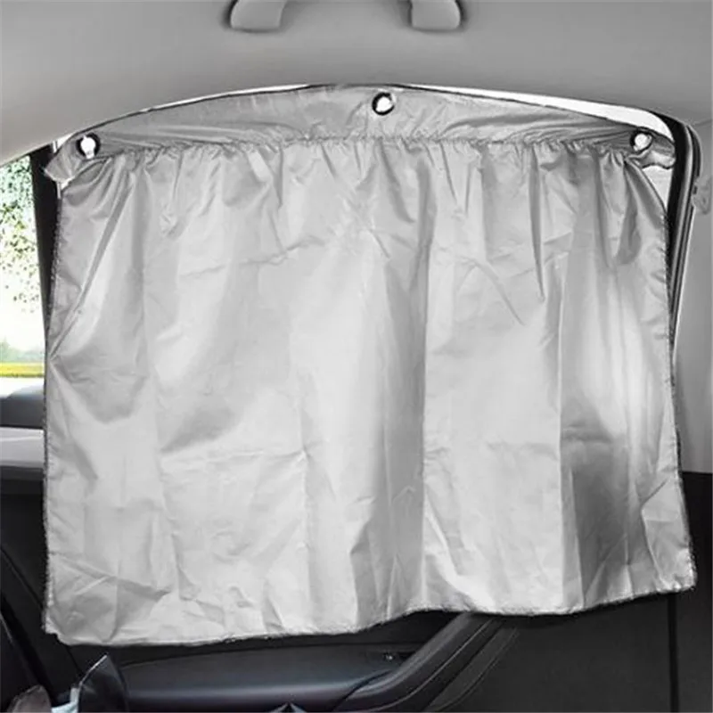 

2pcs UV Protection Shield Sun Shade Car Window Cover Sunshade Curtain Double Silver Cloth Thermal Insulation Anti-mosquito