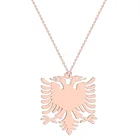 Мужские и женские вечерние ожерелья, колье из нержавеющей стали цвета розового золота с двойной головкой в виде орла