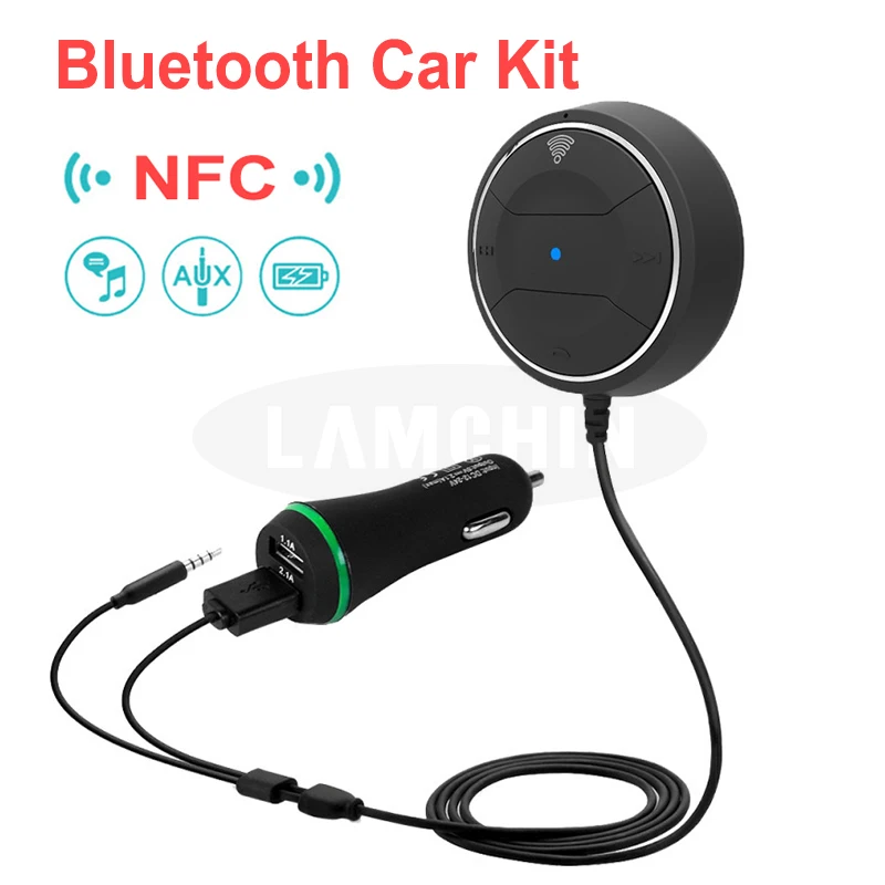 

Wireless Car Charger Handsfree Car Kit Bluetooth 4.0 Stereo Music Receiver With 3.5MM Aux Input Jack Fast NFC Dual USB Charger