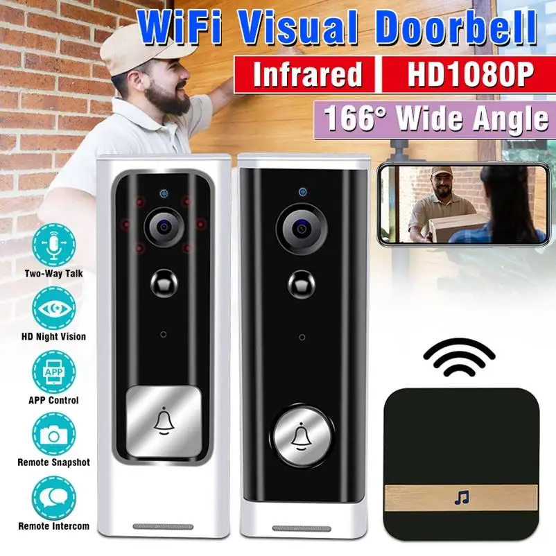 HD 1080P WiFi дверной звонок умный инфракрасный мониторинг беспроводной видео дверной звонок домашняя система безопасности двусторонняя связь камера ночного видения