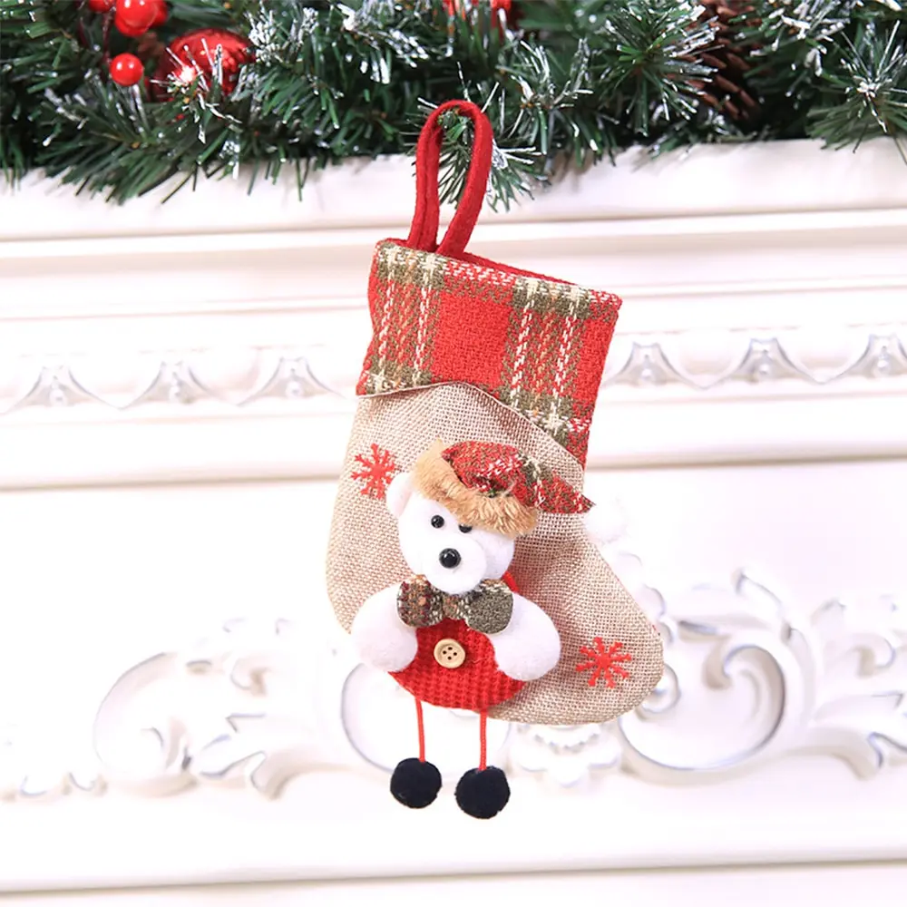 

New Year Christmas Stocking Xmas Gift Candy Bag Christmas Decorations For Home Sock Christmas Tree Decor Santa Claus Gift Holder