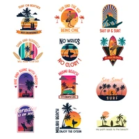 sunshine coconut tree iron on patches for diy summer beach heat transfer clothes t shirt thermal transfer sticker decor printing