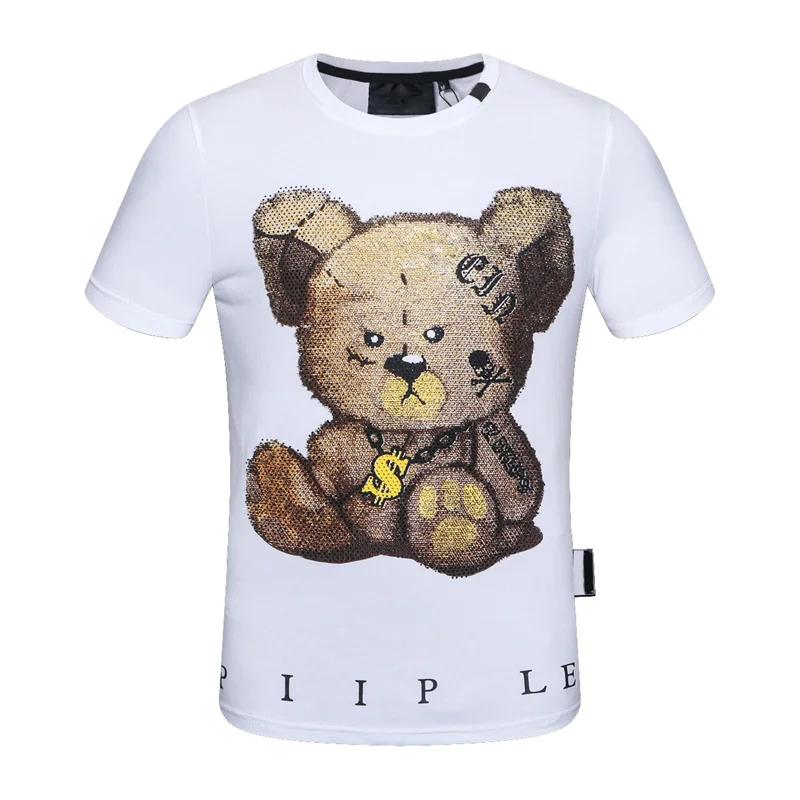 

summer Top Men Round Neck Short Sleeve Fashion PP Skull T-shirt Man Cotton Plein T-shirt Street Hip-Hop Men's short sleeves