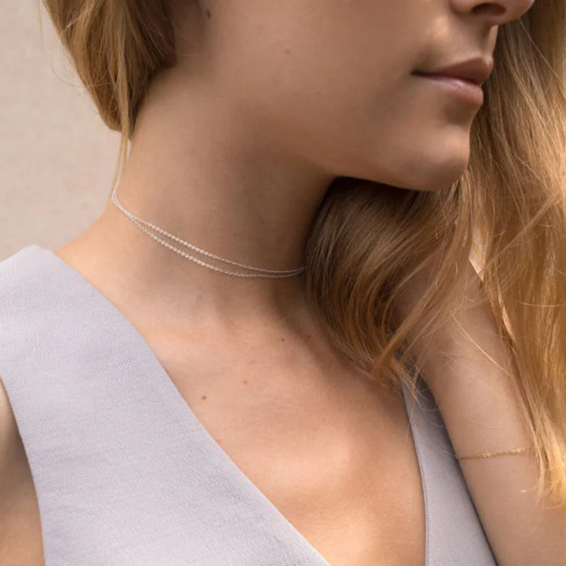 14-Silver Горячий модный трендовый ювелирный медный чокер многослойное ожерелье подарок для женщин Бохо слой ing Чокеры подарки для девочек - Окраска металла: 14-Silver