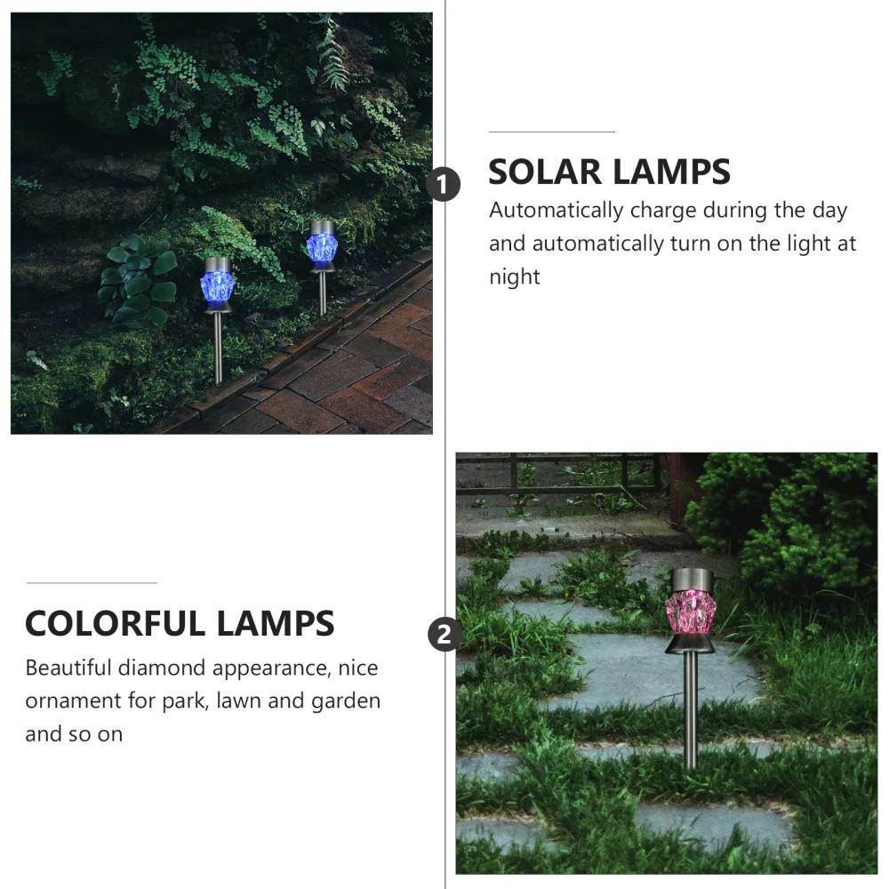 

4Pcs Solar Energy Decorative Lamps Garden Adornments Diamond Design Lamps White