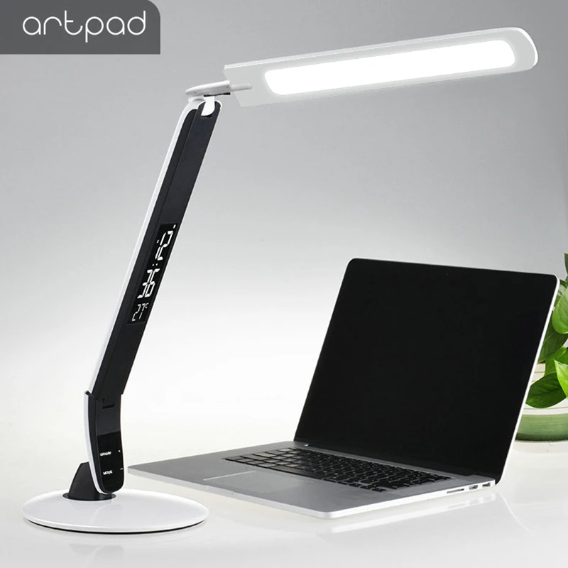 

10W LED Top Desk Lamps 3 Grade Brightness with Chagre Port LCD Time Calendar Temperature for office Living Room Bedroom Bedside