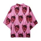 2020 дьявол розовый стиль японское кимоно кардиган для женщинмужчин лето Harajuku юката Косплей рубашка традиционный костюм азиатская одежда