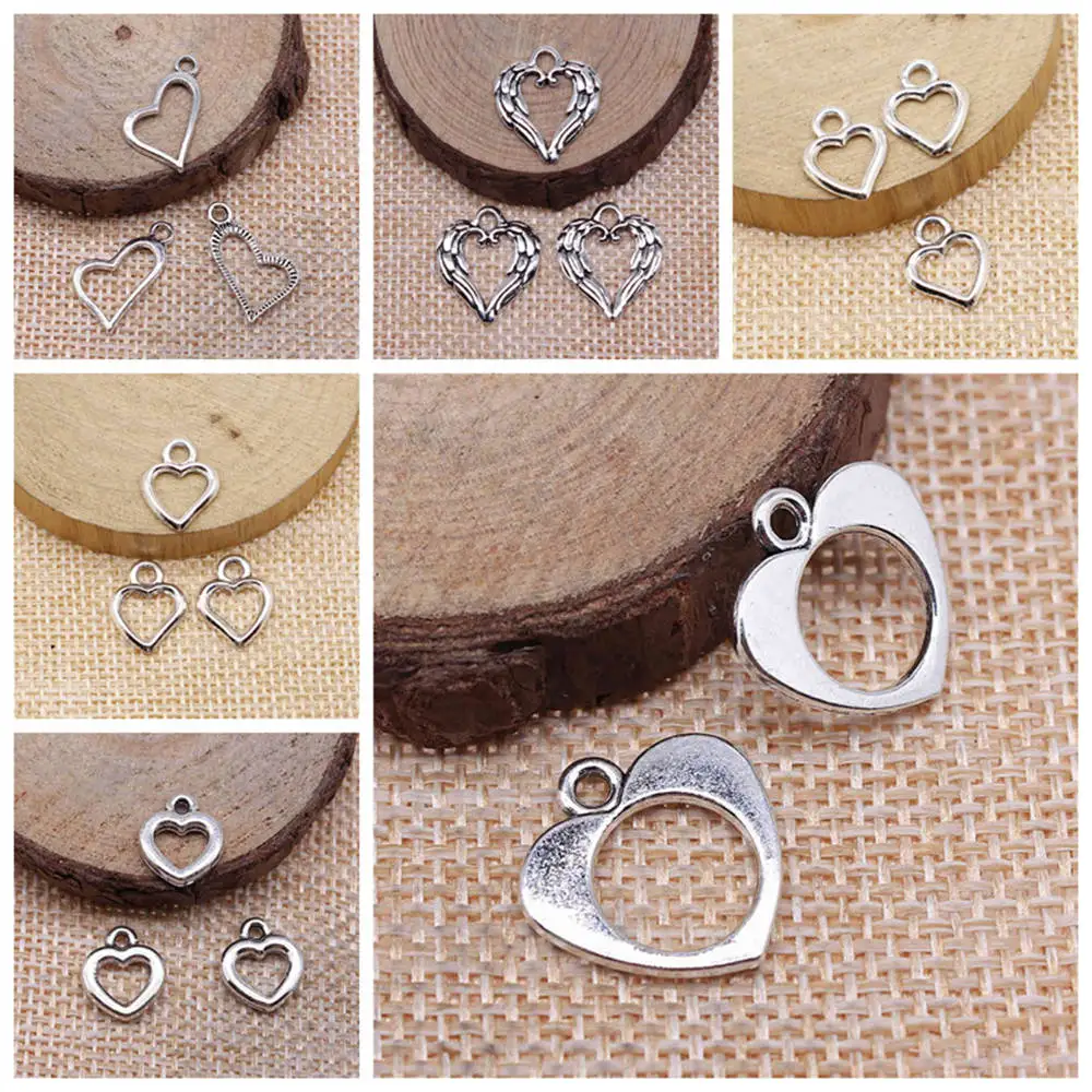 

Charms For Jewelry Making Kit Pendant Diy Jewelry Accessories Hollow Peach Heart Charms