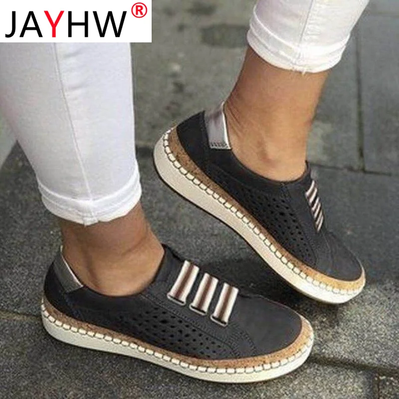 

Женские кроссовки JAYHW, модная обувь в римском стиле на плоской вулканизированной подошве, дышащая повседневная женская обувь с вырезами, же...