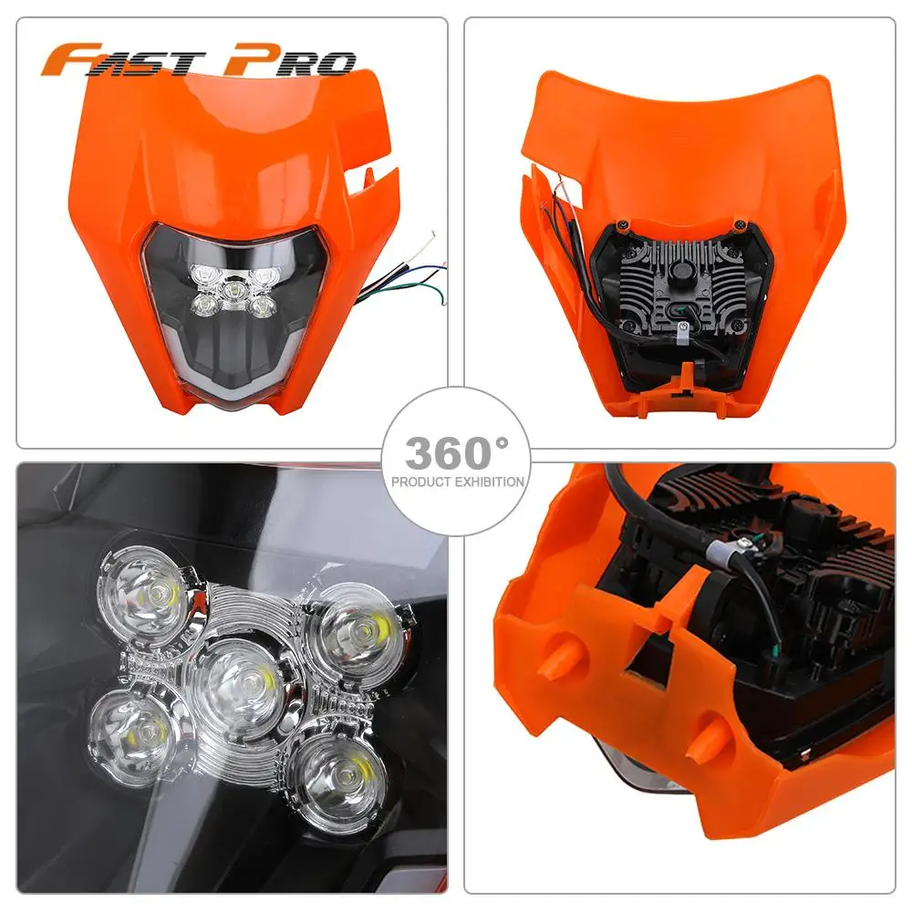 Мотоцикл светодиодный лампы передних фар маска Освещение Фары для мотоциклов KTM
