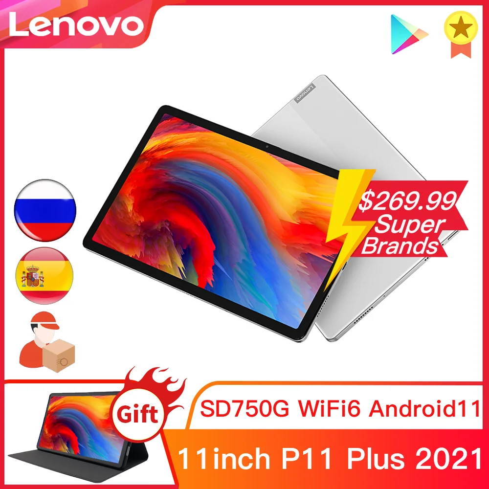 Планшетный ПК Lenovo Xiaoxin Pad P11 Plus, 2021 дюйма, телефон с идентификацией света, Snapdragon 750G, 6 ГБ ОЗУ, 128 Гб ПЗУ, планшеты 11 дюймов на базе Android 11