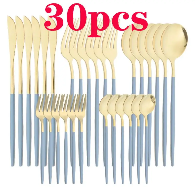 

Набор столовых приборов из нержавеющей стали, ложка и вилка, 30 шт.