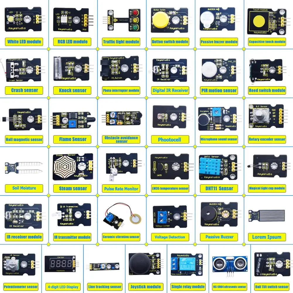 Keyestudio 37 in 1 Sensor Starter Kit Upgrade V3.0 for Arduino Starter Sensor Kit STEM Kids Programing+CE Compliant