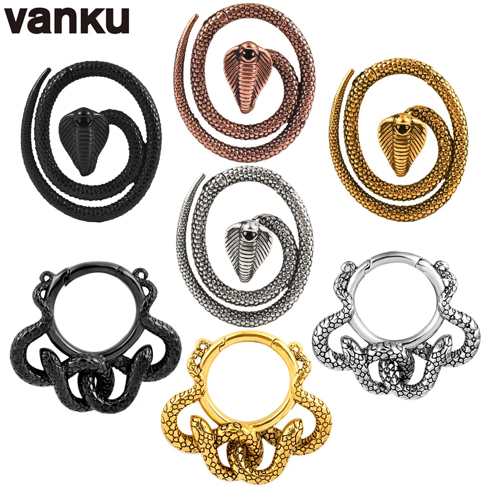 Vanku 2 шт. вешалка для ушей в виде змеи крутящиеся серьги конусные спиральные растяжки для ушей туннели для пирсинга