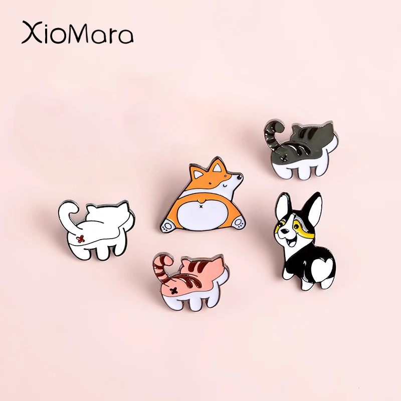 Эмалированные булавки в виде милых булавок коллекция щенков котят корги для