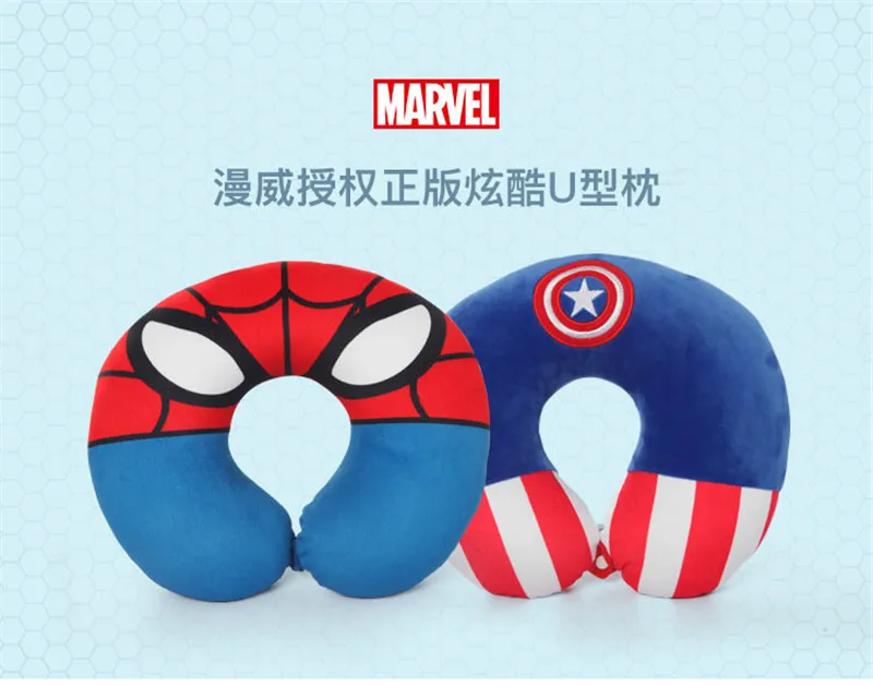 Мультяшная u-образная Подушка Marvel, замшевая, удобная, для мужчин и женщин, подушка для шеи, подушка для девочки, для офиса, для сна, подушка для путешествий