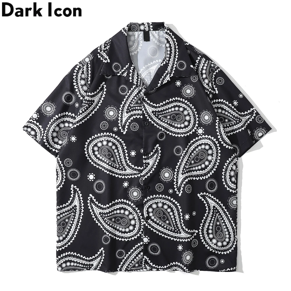 

Dark Icon Big Bandana Polo Shirt Men Summer Vintage Street Men's Shirt Hawaiian Shirt