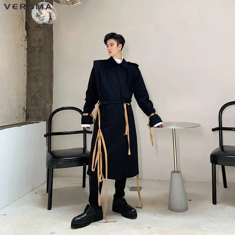 Тренчкот мужской с лентами в стиле Харадзюку водостойкий готическом | Мужская